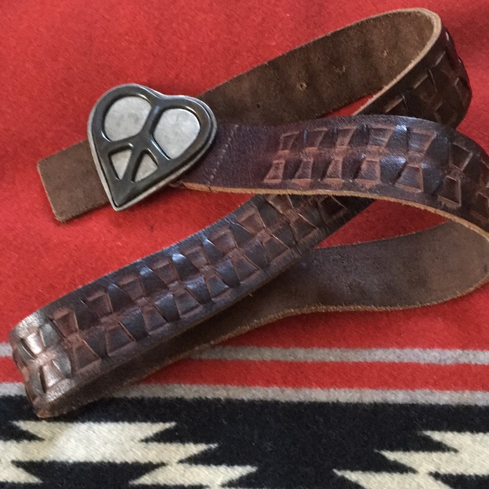 Leather Belt with Heart Buckle